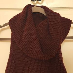 Eggplant cowl neck sleeveless sweater